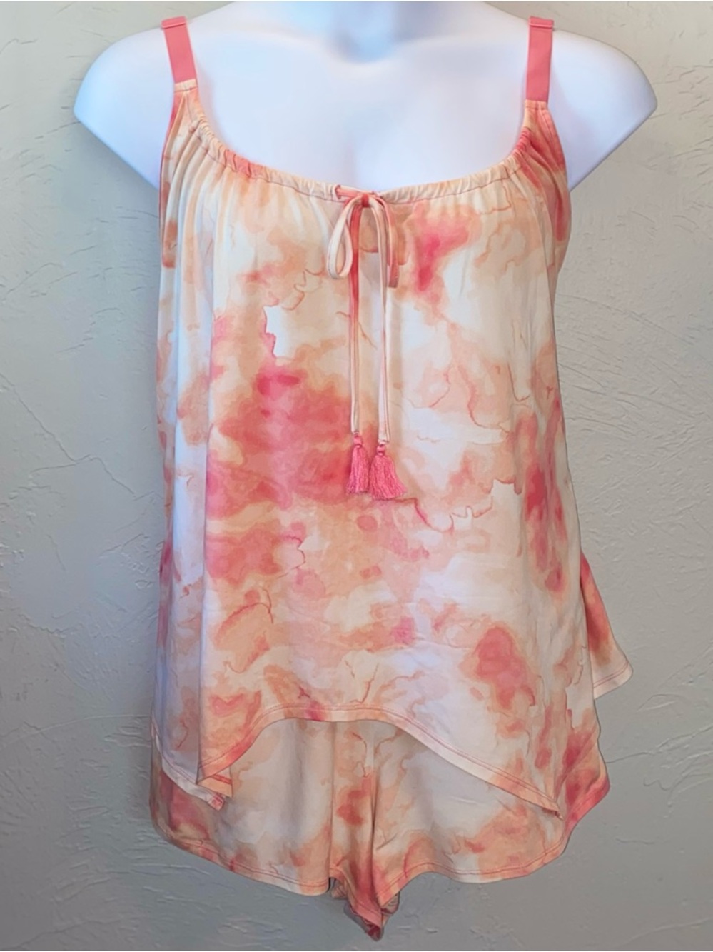 Lilac & London Women’s Watercolor Pink & Peach Camisole Pajamas Set 3X